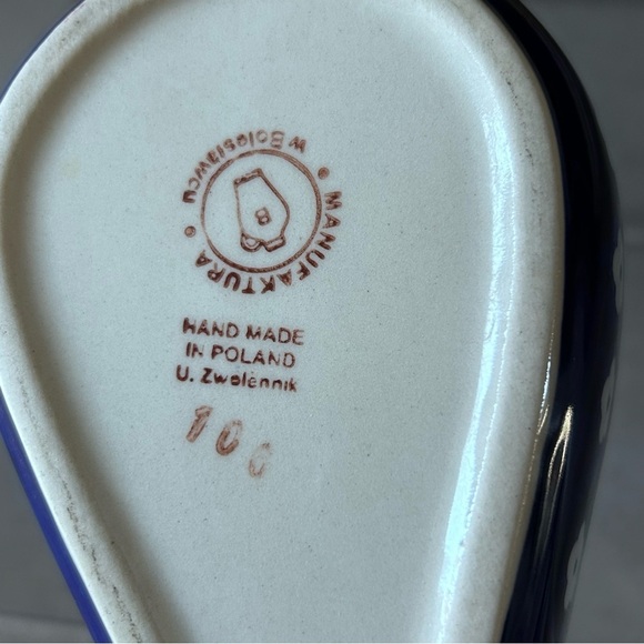 Vintage Boleslawiec Hand Made Polish Pottery Spoon Rest Traditional Blue/White - Picture 3 of 9